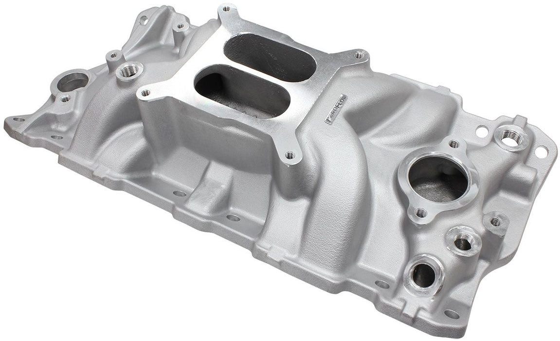 SB Chev Street Dual Plane Intake Manifold, Natural Cast Finish AF6010-1000