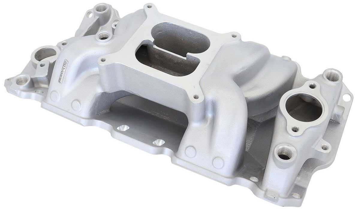 SB Chev Air Gap Dual Plane Intake Manifold, Natural Cast Finish AF6010-1001