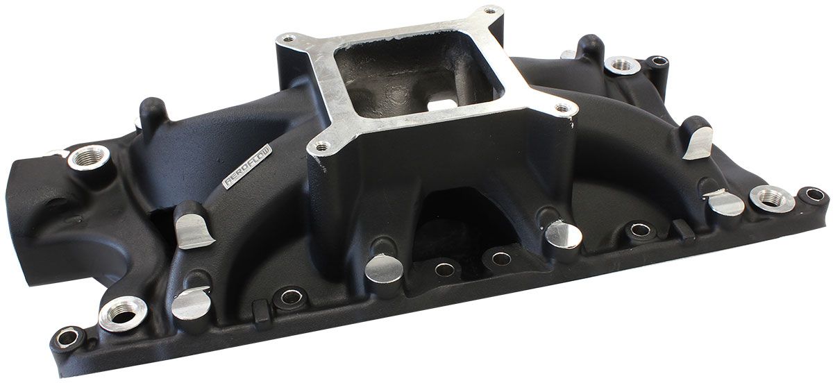 Ford 289-302W Hi-Rise Single Plane Intake Manifold, Black Finish AF6200-2002