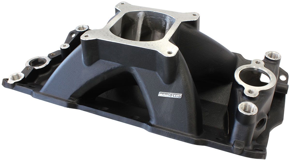 SB Chev Hi-Rise Single Plane Intake Manifold, Black Finish AF6201-1000