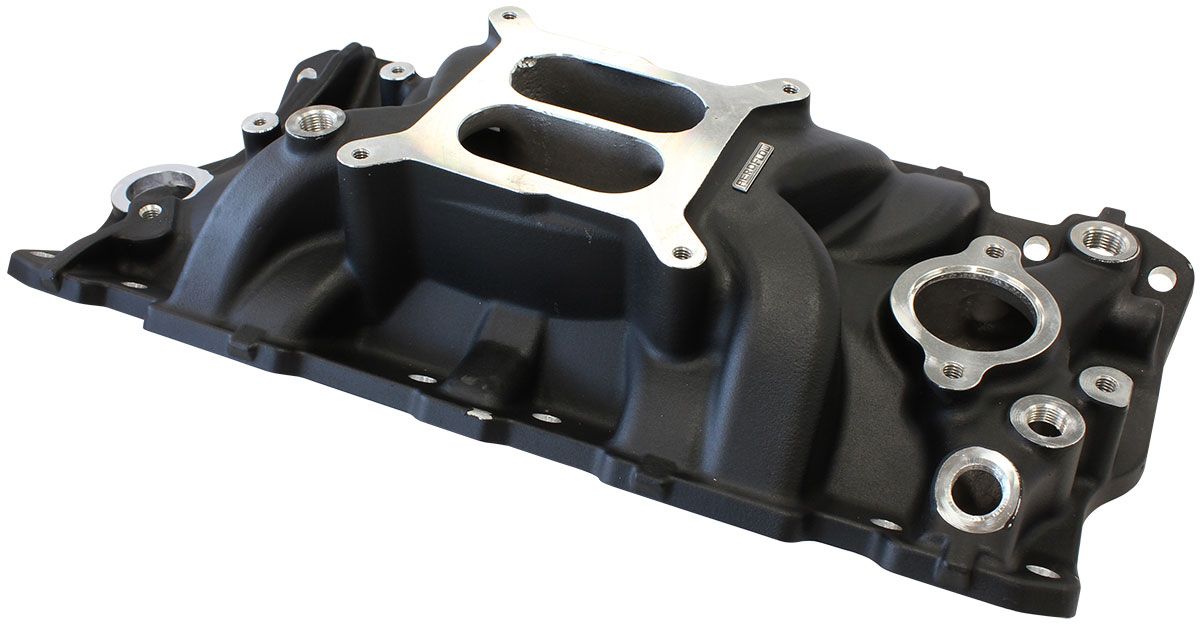 SB Chev Street Dual Plane Intake Manifold, Black Finish AF6210-1000