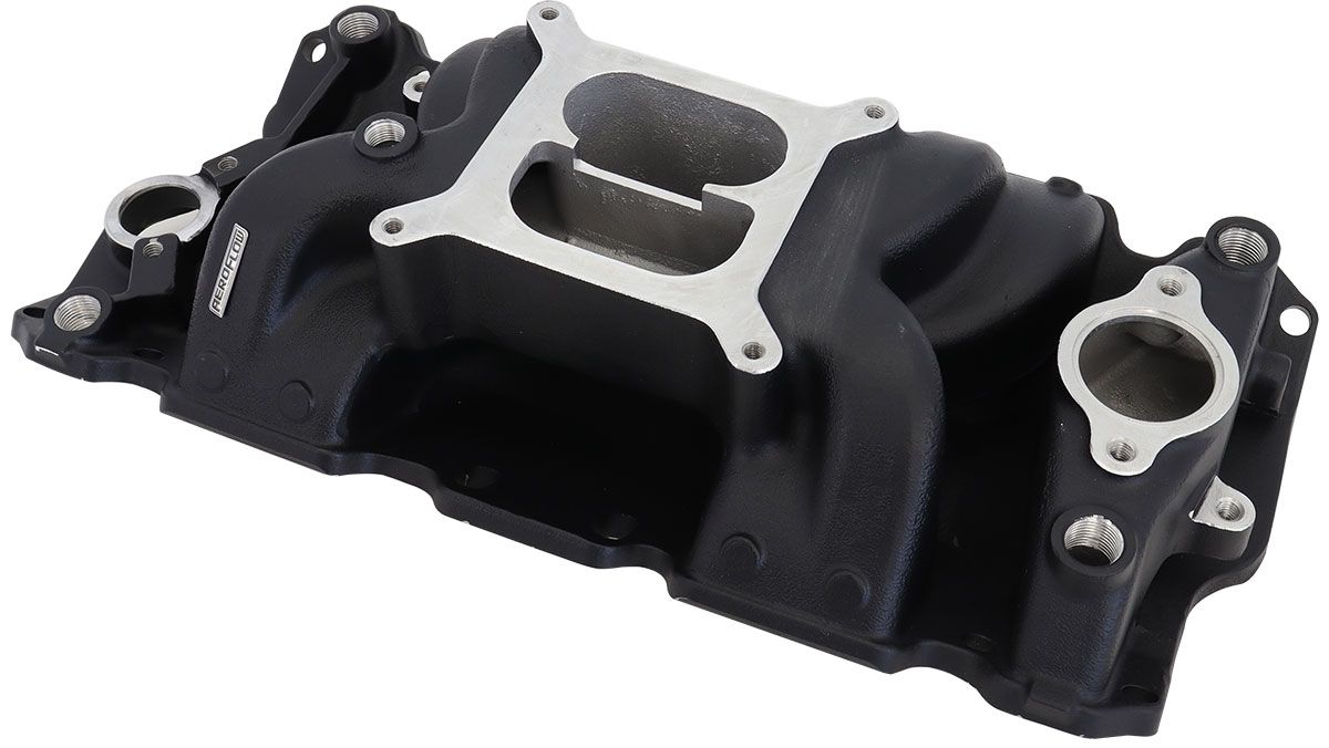 SB Chev Air Gap Dual Plane Intake Manifold, Black Finish AF6210-1001