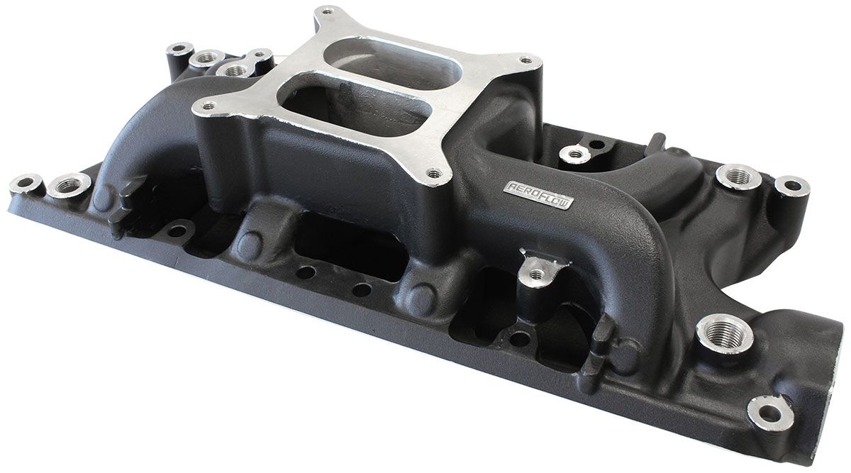 SB Ford 289-302 Windsor Air Gap Dual Plane Intake Manifold, Black Finish AF6210-