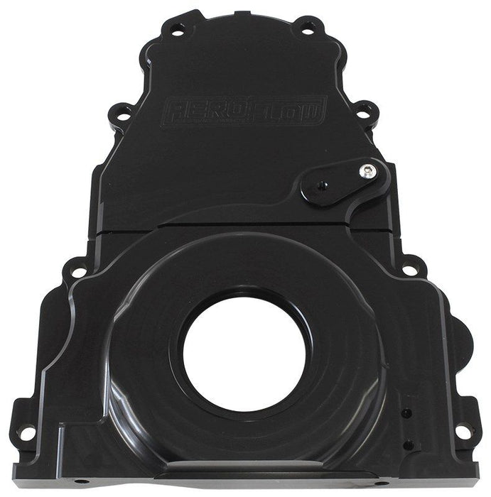 GM LS 2-Piece Billet Timing Cover - Black Finish AF64-4361BLK