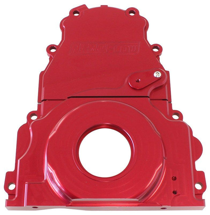 GM LS 2-Piece Billet Timing Cover - Red Finish AF64-4361R