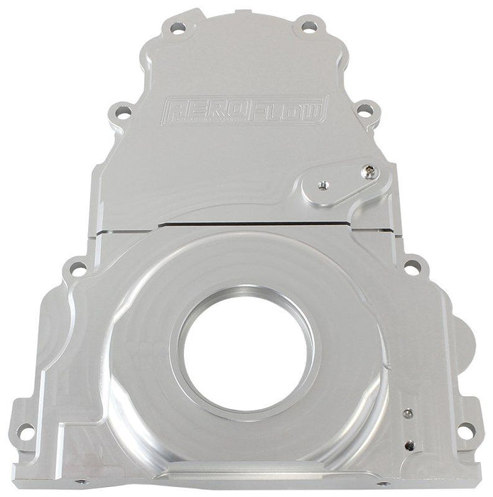 GM LS 2-Piece Billet Timing Cover - Silver Finish AF64-4361S