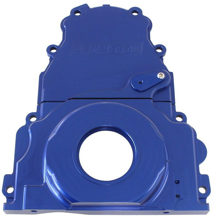 GM LS 2-Piece Billet Timing Cover - Blue Finish AF64-4361