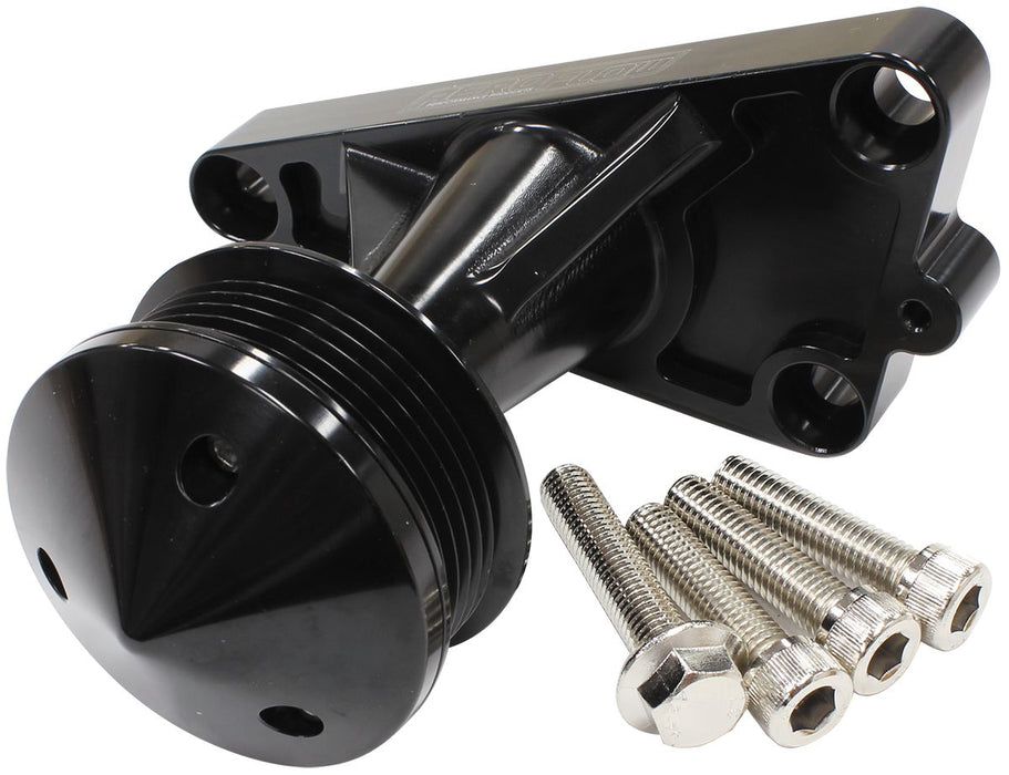 GM LS Power Steer Delete Idler Bracket - Black AF64-4367BLK