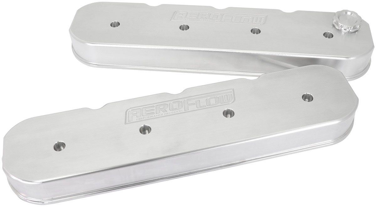 GM LS Billet Valve Cover Set, Raw Finish with Aeroflow Logo AF77-5010