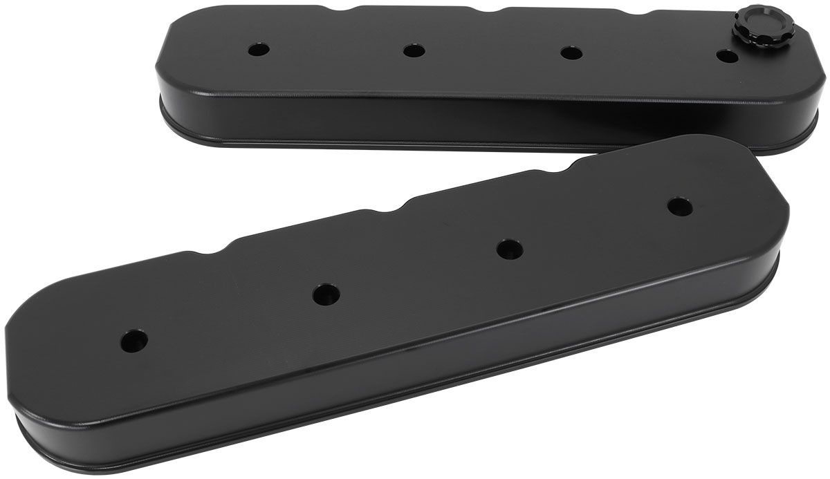 GM LS Billet Valve Cover Set, Black Finish with No Logo AF77-5011BLK