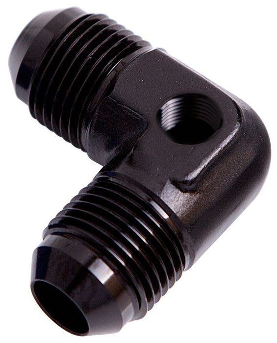 90° Male Flare Union with 1/8" Port -6AN AF821-06PBLK