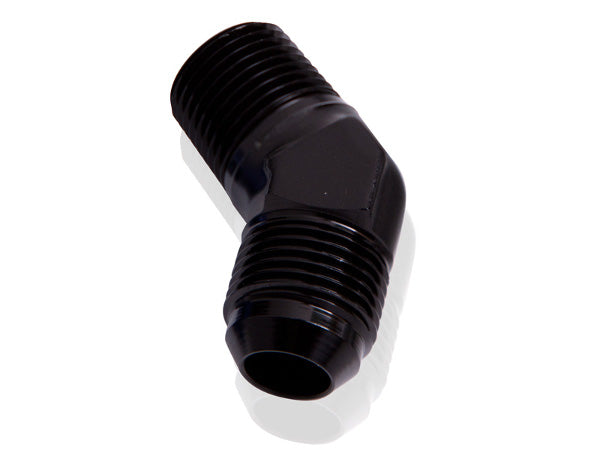 45° NPT to Male Flare Adapter 1/4" to -4AN AF823-04-04BLK