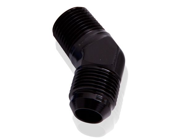 45° NPT to Male Flare Adapter 1/2" to -8AN AF823-08-08BLK