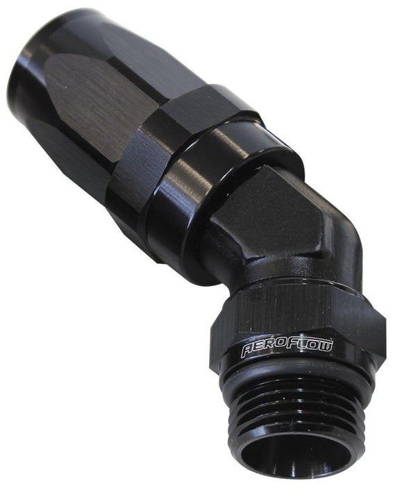 ORB Taper Swivel 45° Hose End -12 ORB to -10AN AF844-10-12BLK