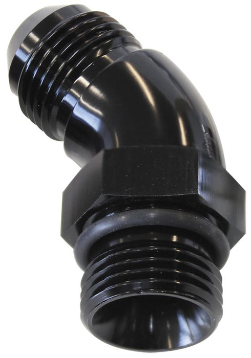 45° ORB to Male AN Full Flow Adapter -6 ORB to -8AN AF902-08-06BLK