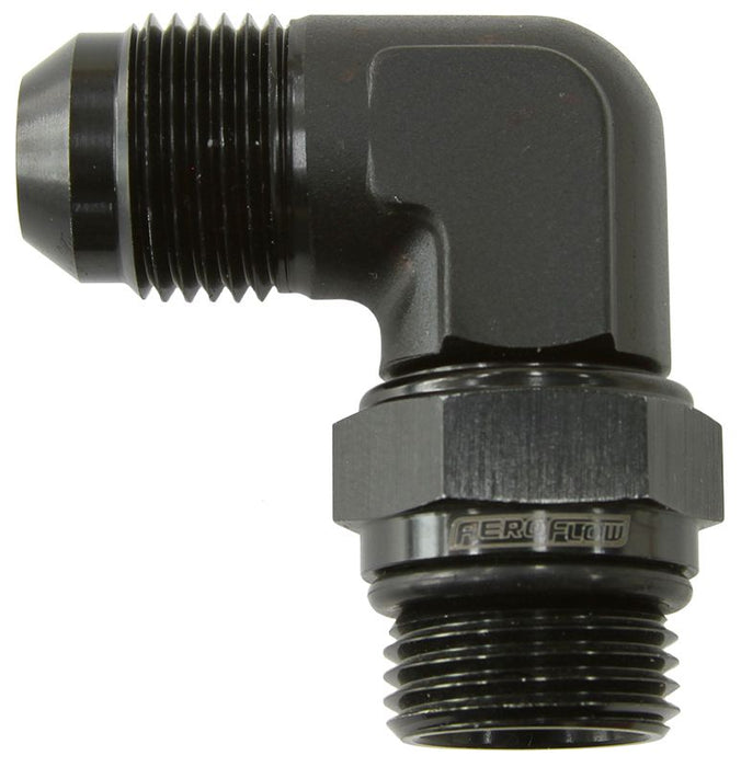 90° ORB Swivel to Male Flare Adapter -8AN to -6AN AF949-06-08BLK