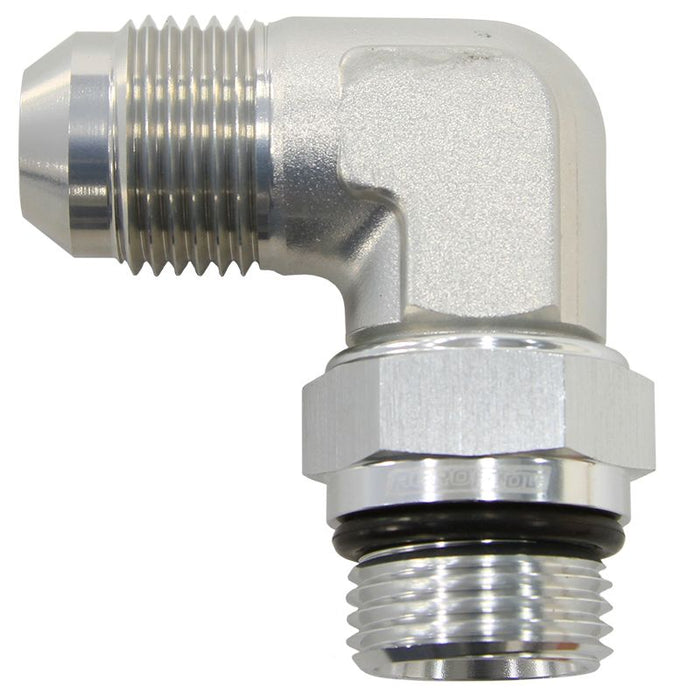 90° ORB Swivel to Male Flare Adapter -8AN to -6AN AF949-06-08S