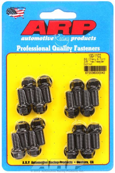 Exhaust Header Bolt Kit, Hex Head Black Oxide AR100-1102