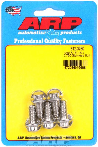 5-Pack Bolt Kit, 12-Point Head S/S AR612-0750