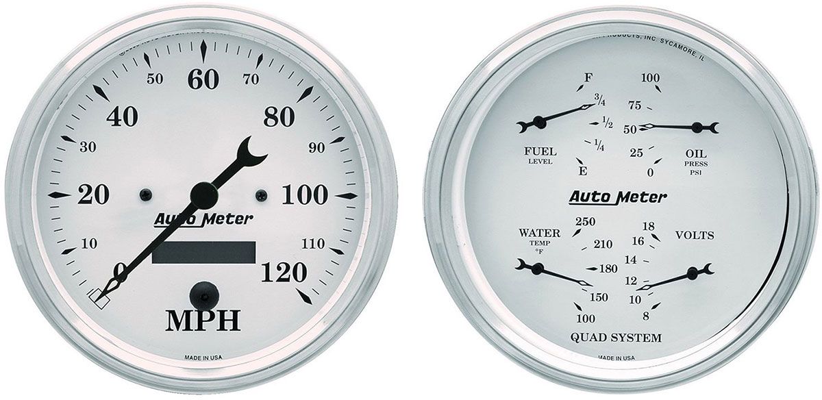 Old Tyme White Quad Gauge/Speedometer Kit AU1603