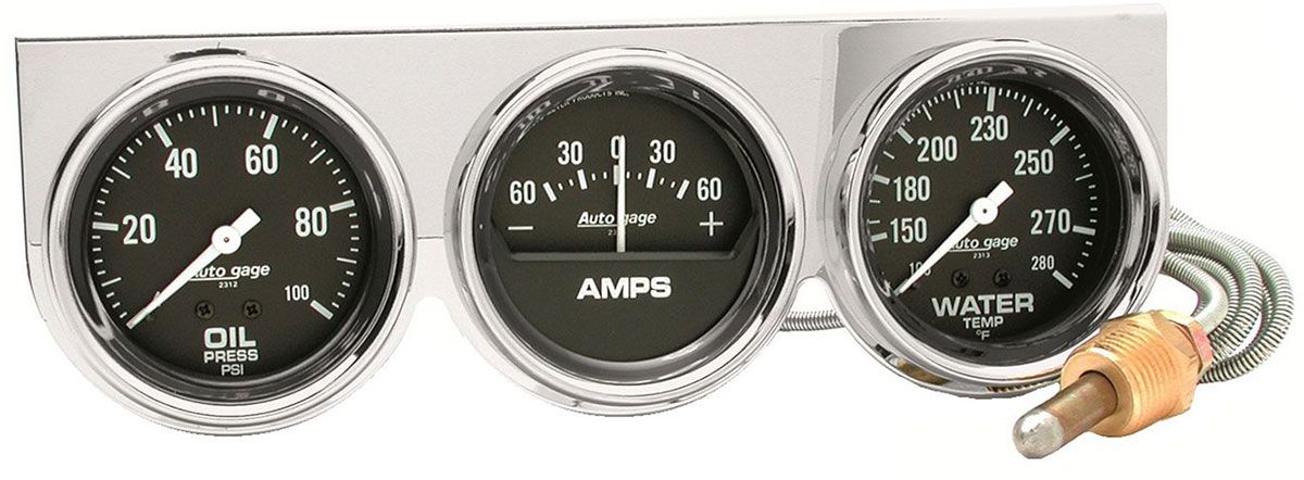 Auto gage Three-Gauge Chrome Console AU2395