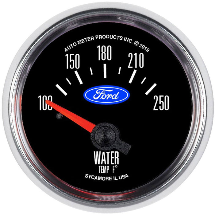 Ford Logo Series 2-1/16" Electric Water Temp Gauge, Chrome Bezel AU880822