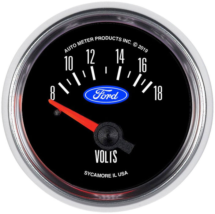 Ford Logo Series 2-1/16" Voltmeter, Chrome Bezel AU880823