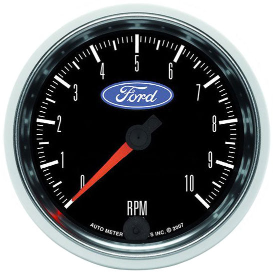 Ford Logo Series 3-3/8" In-Dash 10,000 RPM Tachometer, Chrome Bezel AU880826