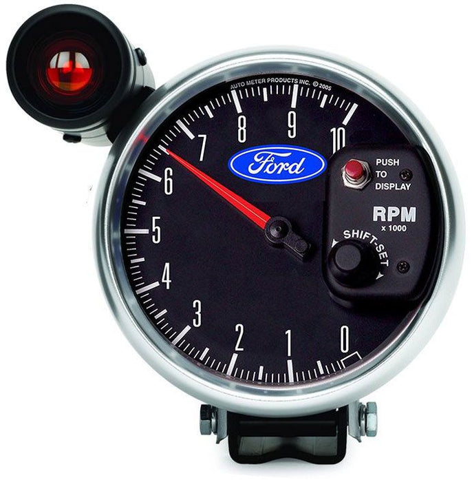 Ford Logo Series 5" 10,000 RPM Tachometer with Shift-Lite, Chrome Bezel AU880827