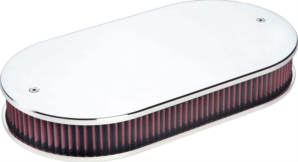 Polished Aluminium Oval Dual Quad Air Cleaner Assembly - Plain BS15529