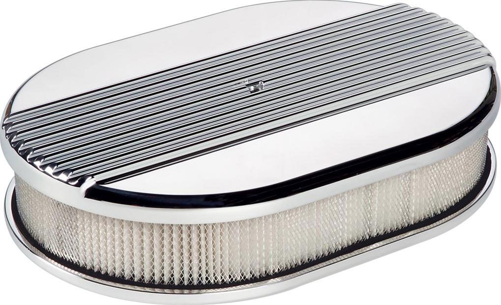 Polished Aluminium Small Oval Air Cleaner Assembly - Ribbed BS15630