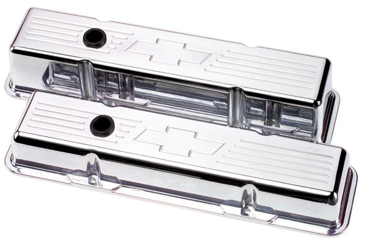 Aluminium Valve Covers With Bowtie Logo - Polished BS95121