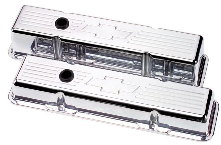 Aluminium Valve Covers With Bowtie Logo - Polished BS95221