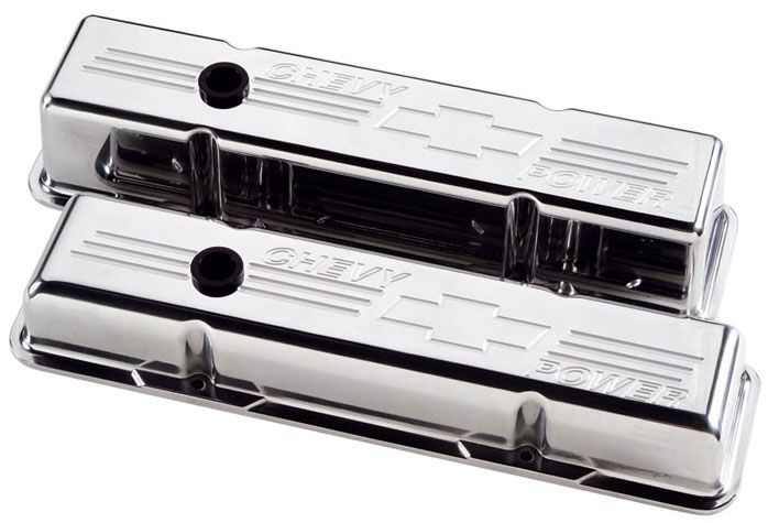 Aluminium Valve Covers With Chevy Power Logo - Polished BS95222