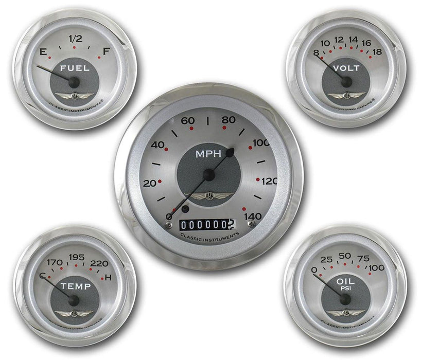 All American Series 5 Gauge Set With Polished Radial Bezel CIAW00SRC