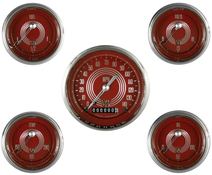 V8 Red Steelie 5 Gauge Set CIV8SR00SHC