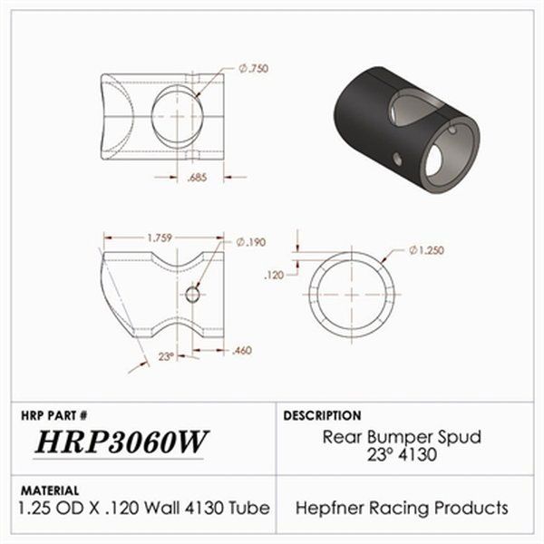 Rear Bumper Spud HRP-3060W