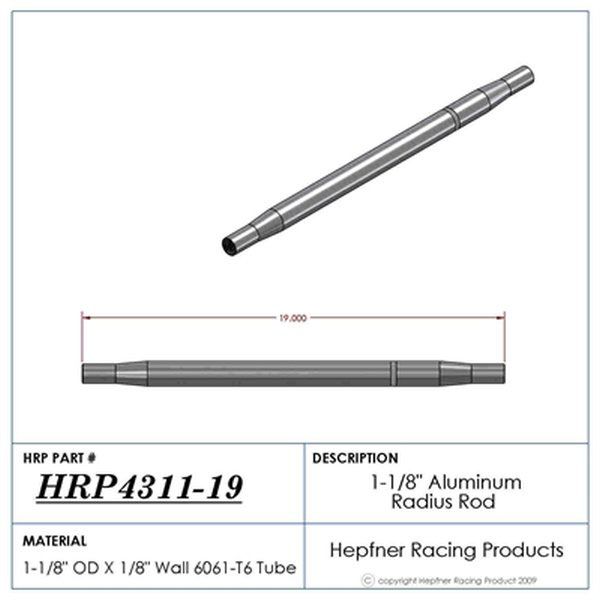 Polished Aluminium Radius / Swedge Rod HRP-4311-19