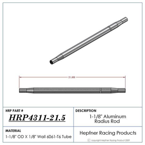 Polished Aluminium Radius / Swedge Rod HRP-4311-21.5