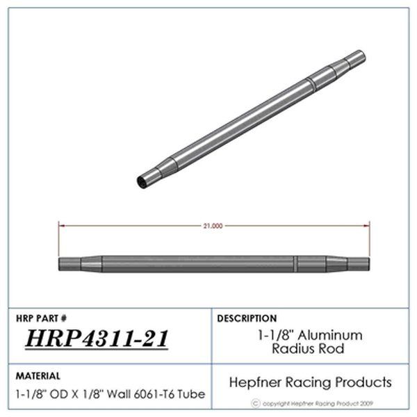 Polished Aluminium Radius / Swedge Rod HRP-4311-21