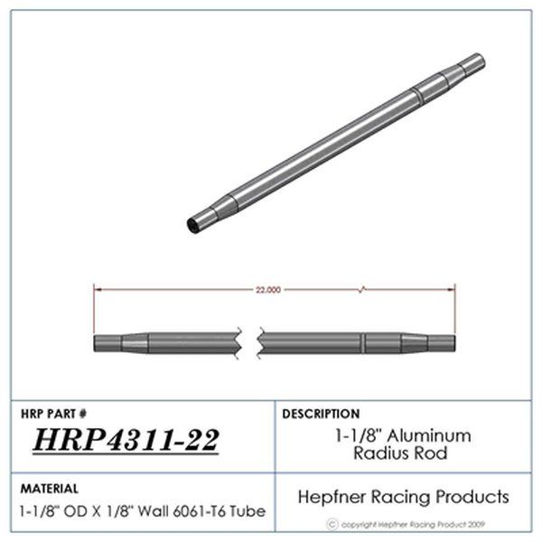 Polished Aluminium Radius / Swedge Rod HRP-4311-22