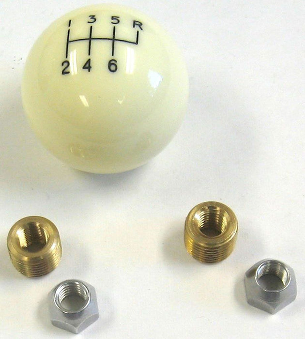 6-Speed Ivory 2" Gear Knob 3/8-24 & 3/8-16 Thread LK-SK-6873