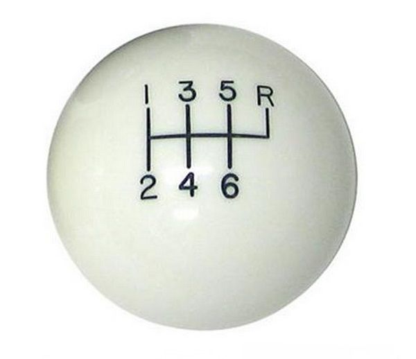 6-Speed White 2" Gear Knob 3/8-24 & 3/8-16 Thread LK-SK-6875