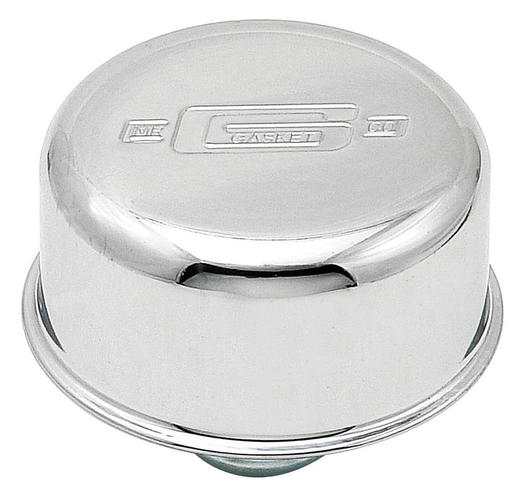 Mr Gasket Chrome Plated Oil Filler Cap Push-On Style with logo MG2068