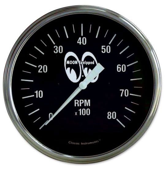 3-3/8" 8000 RPM Tacho, Black Face MNMPG3308