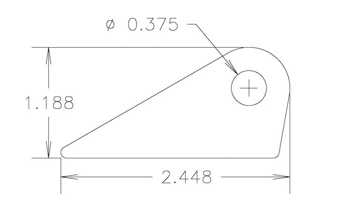 Straight Flat Tabs with 3/8" Hole, 3/4" Height, .187" MZCT11018B