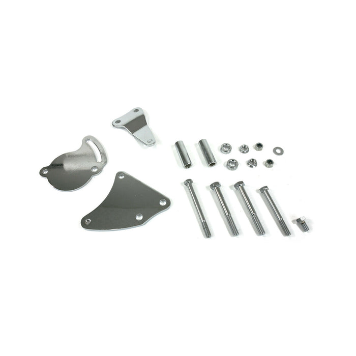 Proflow Power Steering Steel Bracket Kit Fits Saginaw Type II Pump, SB Chev Short Water Pump Chrome