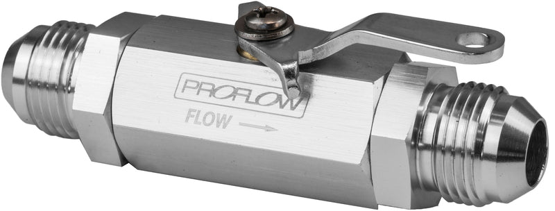 Proflow Valve, Shut-Off, Aluminium, Silver, -4 AN Male Threads, Each