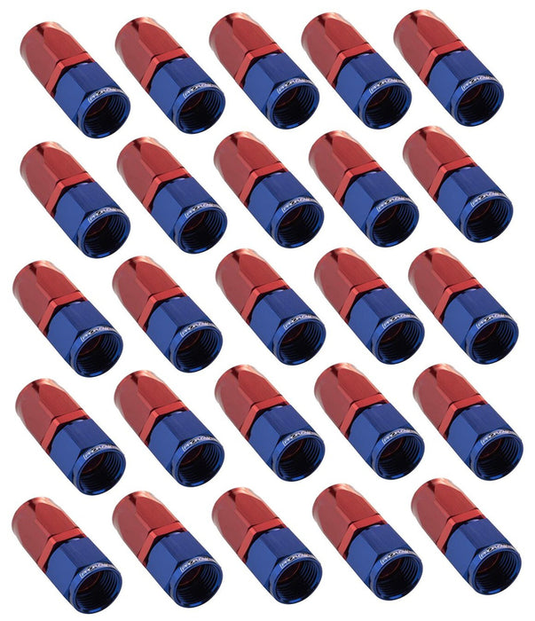 Proflow Bulk Pack Straight Hose End -06AN Hose to Female, Blue/Red 25pc