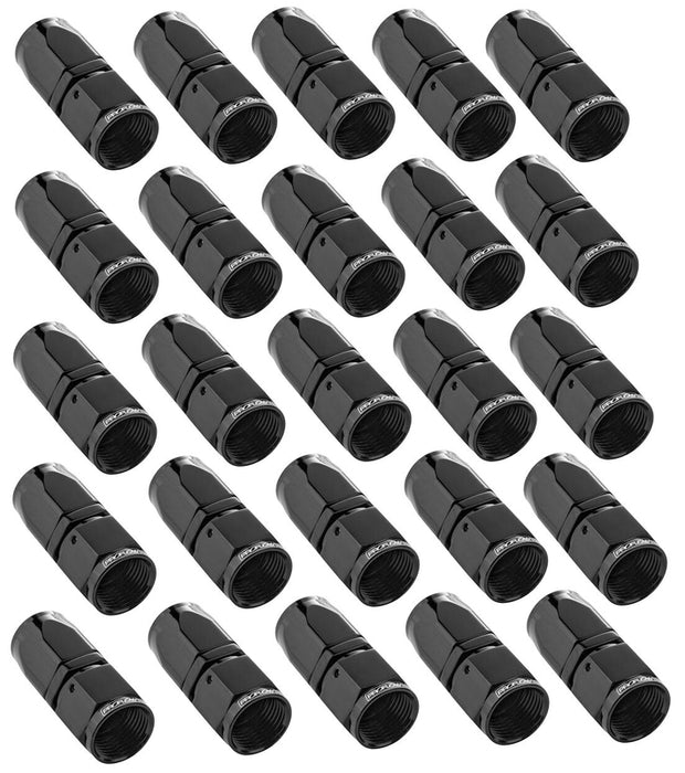 Proflow Bulk Pack Straight Hose End -06AN Hose to Female, Black 25pc